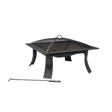 Blue Wave 26 in. All-Weather Outdoor Riverside Square Fire Pit, Black NU6918